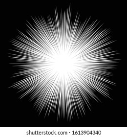 Comic Book Black And White Radial Lines Background Manga Or Anime Speed Texture Superhero Action Frame Zoom Effect Pop Art Gradient Design Explosion Vector Illustration