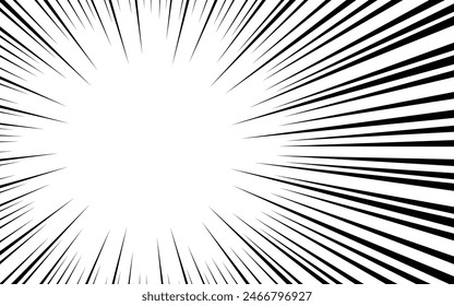 Comic book black and white radial lines background. Manga speed frame. Super hero action. Vector illustration.