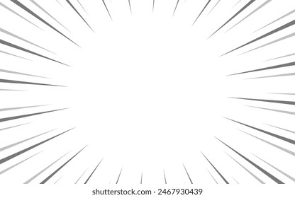 Comic book black and white radial lines background. Manga speed frame. Super hero action. Vector illustration.