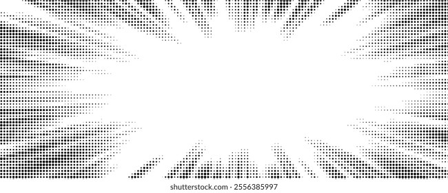 Comic book black and white radial lines background. Manga speed frame. Super hero action. Vector illustration.