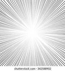 Comic book black and white radial lines background. Manga speed frame.Superhero action. Explosion vector illustration. Square fight stamp.