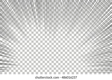 Comic book black and white radial lines background. Manga speed frame.Superhero action. 