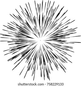 Comic book black and white radial speed lines background. Explosion vector illustration