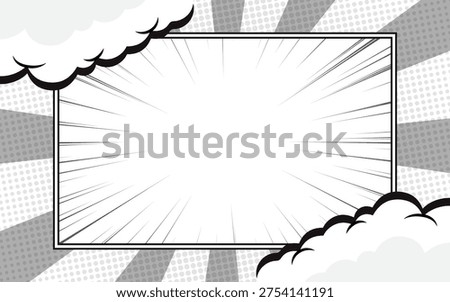 Comic book black and white radial lines background. Manga speed frame. Super hero action.
