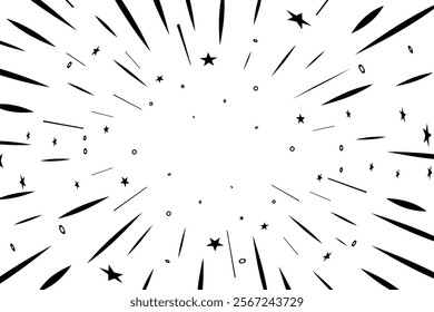Comic book black and white speed lines background. Comic zoom lines background