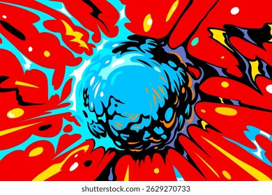 Explosion des Comic-Booms. Kreative Kunst Cartoon Vektorgrafik. 