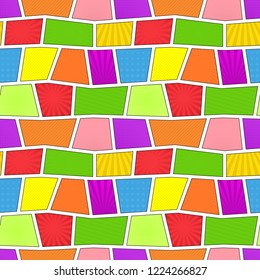 Comic book bright colorful seamless pattern. Pop art background. Vector.