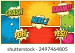 Comic book bubbles. Cartoon explosions funny comical speech clouds, comics words, thinking bubbles and graphic conversation text elements vector illustration set. Comic book emotional bubbles