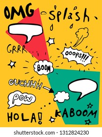 comic book bubbles set. doodles pop art style.