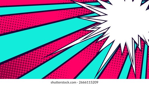 história em quadrinhos burst background. Moderno criativo pop art colorido meio-tom explosão estilo fundo