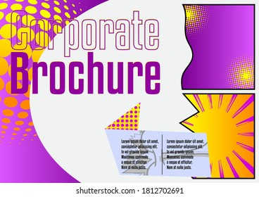 Comic book business presentation template. Vector graphic for company presentation slide, corporate annual report, banners and web design with cartoon elements.