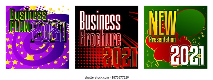 Comic book business presentation template. Vector graphic for company presentation slide, corporate annual report, banners and web design with cartoon elements.