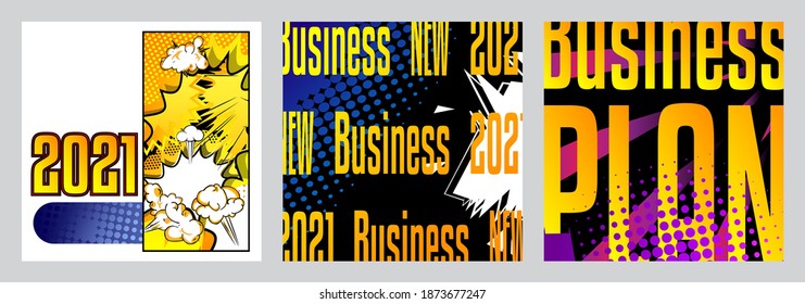 Comic book business presentation template. Vector graphic for company presentation slide, corporate annual report, banners and web design with cartoon elements.