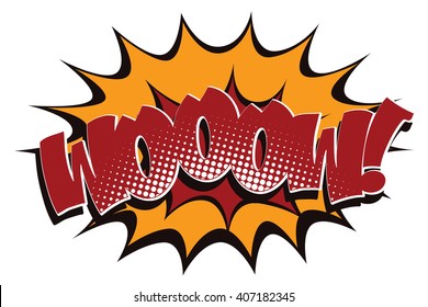Comic book, cartoon expression isolated on white background. wow