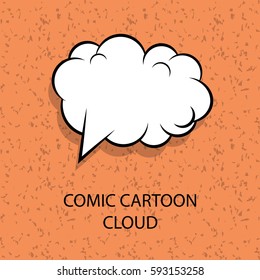 Comic book cartoon funny text dialog empty cloud. Vintage texture. For sale banner. Abstract creative hand drawn vector colored blank bubble. Comic speech balloon background pop art style.