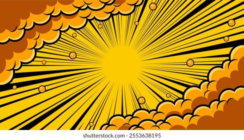Comic book cartoon Cartoon puff cloud comic background. Pop art funny smoke steam. 