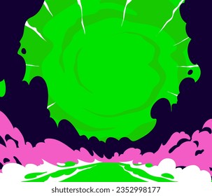 Fondo de humo de historietas. Página de plantilla de diseño de nube de arte pop. Ilustración artística de explosión vector dibujada a mano. 