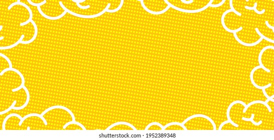 Burbuja del discurso de caricatura de historietas para texto. El fondo amarillo de la nube de la caricatura para la plantilla de texto. Diálogo de arte pop conversación de humos divertidos. Símbolo de explosión de historietas.