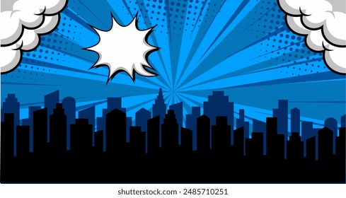 Comic Book City Background Isolated On comic Background. Vector Illustration In Flat Style.