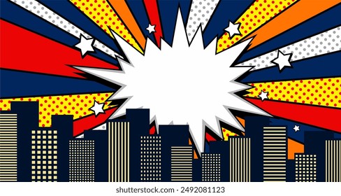 Comic Book City Background Isolated On CARTOON Background. Vector Illustration In Flat Style.