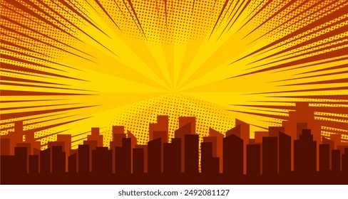 Comic Book City Background Isolated On CARTOON Background. Vector Illustration In Flat Style.