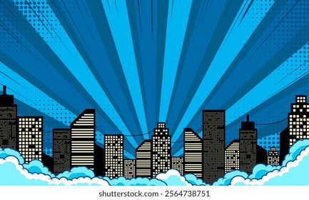 Comic Book City Background Isolated On CARTOON Background. Vector Illustration In Flat Style.