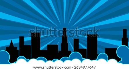 Comic Book City Background Isolated On CARTOON Background. Vector Illustration In Flat Style.