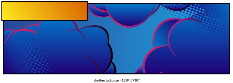 Comic book colored background for banner. Vector cartoon illustration. Comics backdrop, sale banner design.