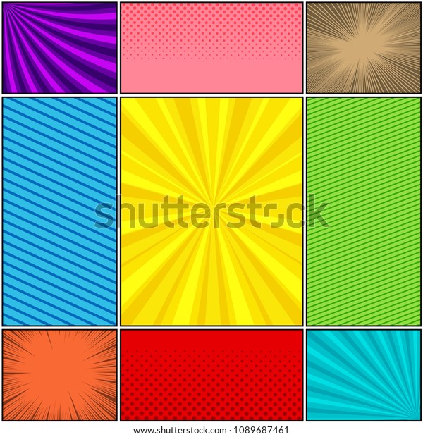 Comic Book Colorful Backgrounds Set Square Stock Vector (Royalty Free ...