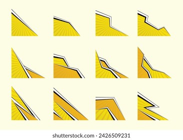 Comic Book Corner Border, Decoration Graphic Design. Orange Pop Art Element Background. Abstract Halftone Retro for Banner Decoration, Vector Illustration