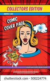 Portada de cómic con mujeres bonitas y burbujas de habla en la ilustración vectorial de fondo con textura roja 
