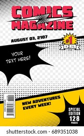 Comic book cover. Vector background transparent.