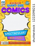 Comic book cover. Vintage comics magazine layout. Cartoon title page vector template