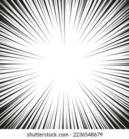 Comic book design element. Manga. Graphic explosion with comic style speed lines.