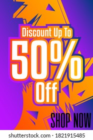 Comic book discount sale social media post design. Cartoon colored poster template. Vector comics premium backdrop illustration.