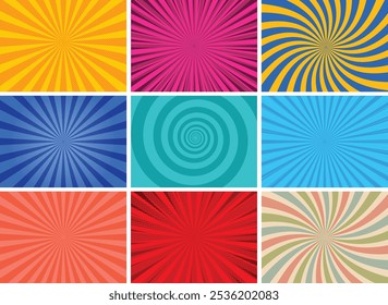 Comic book empty page template with different pattern style