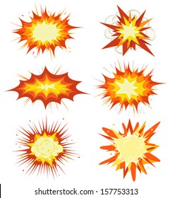 Comic Book Explosion, Bombs And Blast Set/ Illustration of a set of comic book explosion, blast and other cartoon fire bomb, bang and exploding symbols
