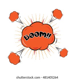Comic book explosion. Explosion boom, black cloud, smoke and explode