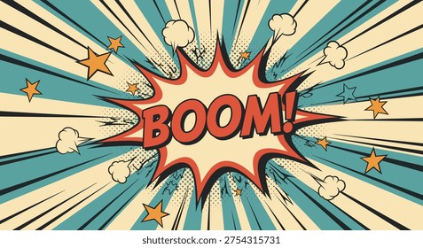 Comic Book Explosion Boom Effect Background Pop Art Style