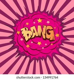 Comic book explosion boom, vector illustration