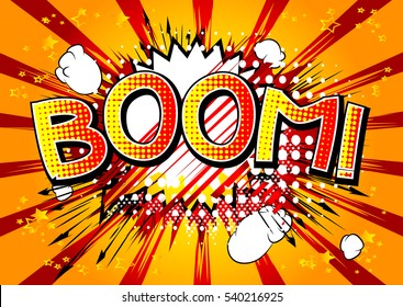 Comic book explosion with boom word.