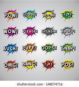 Comic book explosion bubble - noises, vector illustration, tag space