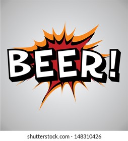 Comic book explosion bubble, vector illustration, beer