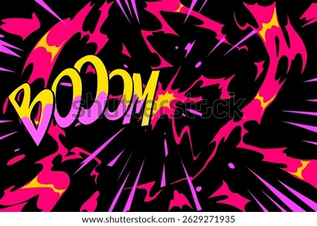 Comic book explosion fire, boom. Creative cartoon art design. Hand drawn vector illustration
