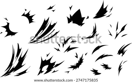 Comic book explosion and Impact effects set shock waves speed lines wind bursts vector Illustration.