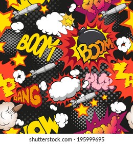 Comic Book Explosion Pattern, Vector Illustration 