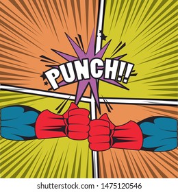 Comic book explosion punch superhero cartoons with speech bubble ,vector illustration.