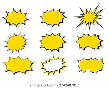 Comic book explosion speech bubble, Vibrant Yellow, Red Comic Book Explosion Effect, Red Comic Burst Stock Illustrations