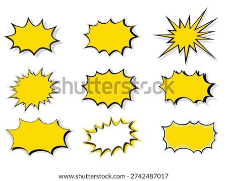 Comic book explosion speech bubble, Vibrant Yellow, Red Comic Book Explosion Effect, Red Comic Burst Stock Illustrations