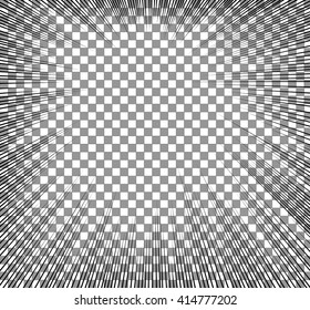Comic book explosion superhero pop art style black and white radial lines background.